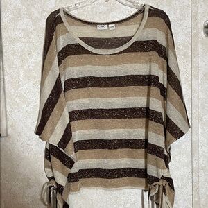 Cato Woman Sparkle Beige Brown Cream Knit Top size 26/28W